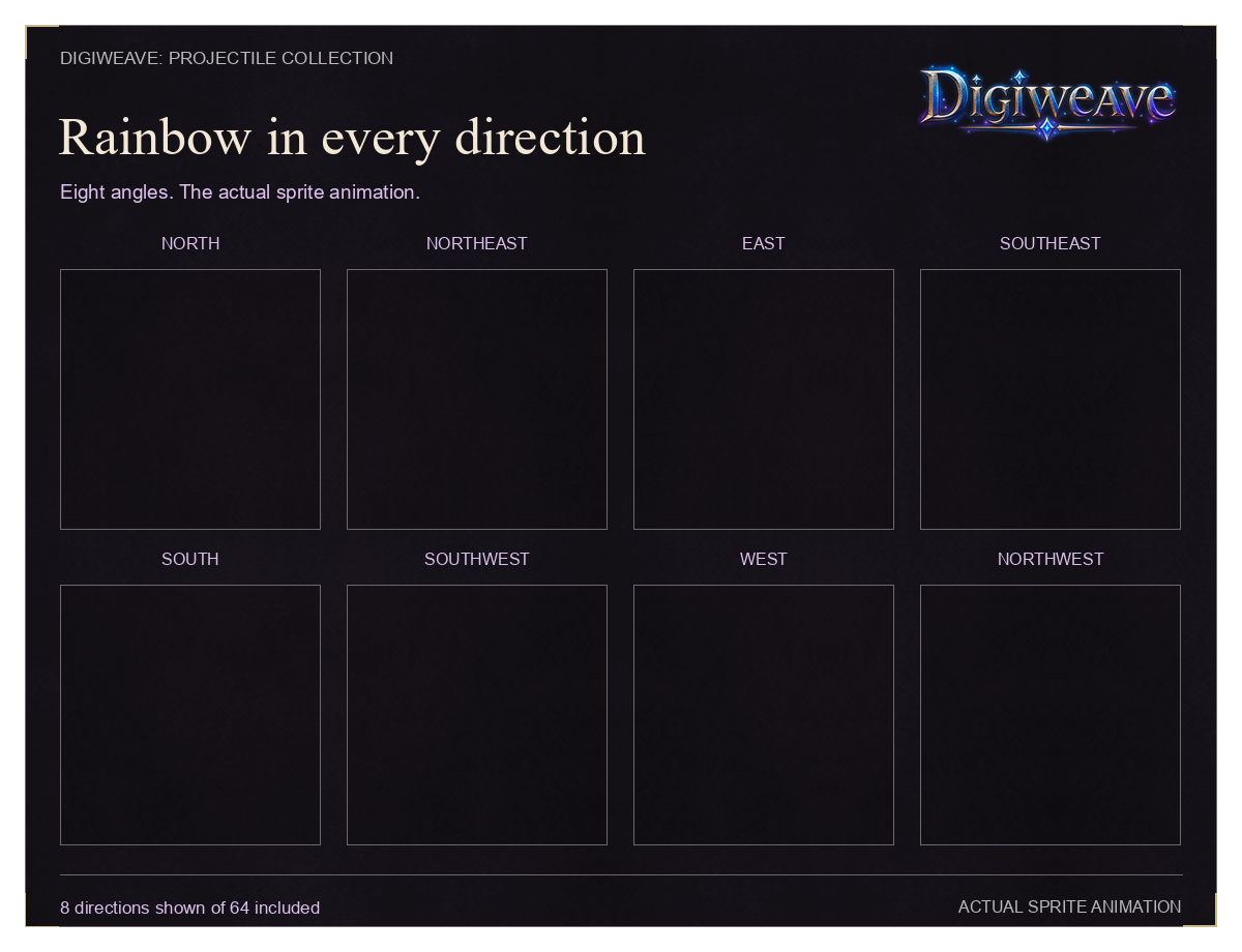 Rainbow Arrows animated in North, Northeast, East, Southeast, South, Southwest, West and Northwest directions